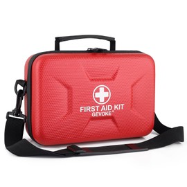 GEVOKE 410 Piece Waterproof Hard Shell First Aid Kit for Home, Car, Travel, Camping, Truck, Hiking, Sports, Office, Vehicle & Outdoor Emergencies - Emergency Medical Kits (Red)
