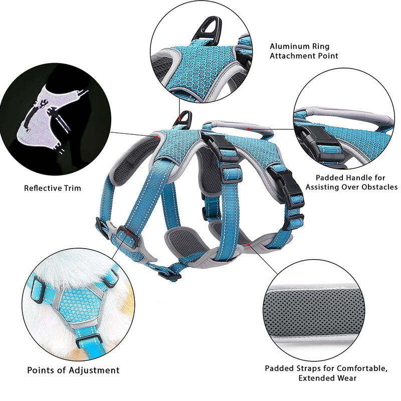 BELPRO Multi-Use Support Dog Harness, Escape Proof No Pull Reflective