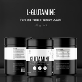 ATP Science L-Glutamine Pure Powder, Support Muscle Recovery and Immune System, Vegan, Gluten-Free, GMO-Free, Sugar-Free, 500g