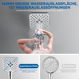 Auralum Duschkopf Wassersparend, Handbrause Duschkopf XXL, Duschbrause Hochdruck, Brausekopf groß mit 3 Strahlarten (ohne Schlauch)