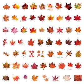 60Pcs Fall Thanksgiving Tree Maple Leaf Stickers Decals for Laptop Water Bottle Bumper Luggage Computer Skateboard Snowboard. Gifts for Kids Girls Teens (Maple)