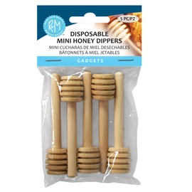 R&M Disposable Mini PK of 5 Honey Dipper, Natural