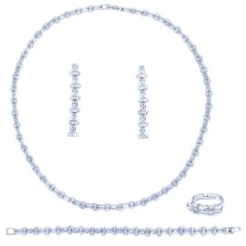 Unbranded Wedding Bridal Crystal Necklace Bracelet and Earrings Rings Jewelry Set.