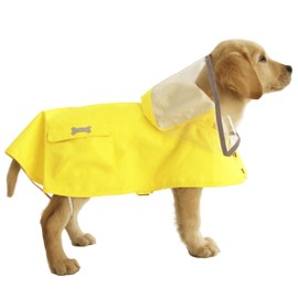 Dog Waterproof Raincoat with Poncho Hoodie, High Reflective Adjustable Yellow Pet Rain Jacket with Leash Hole for Small Medium and Large Dogs (Yellow, XXX-Large)