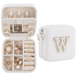 Nymtavia Birthday Gifts For Women, Initial Jewelry Box, Travel Jewelry Case, Gifts for Wife Girlfriend, Small Travel Jewelry Organizer, Gift for Girls, Graduation Gifts for Her, Bridesmaid Gifts