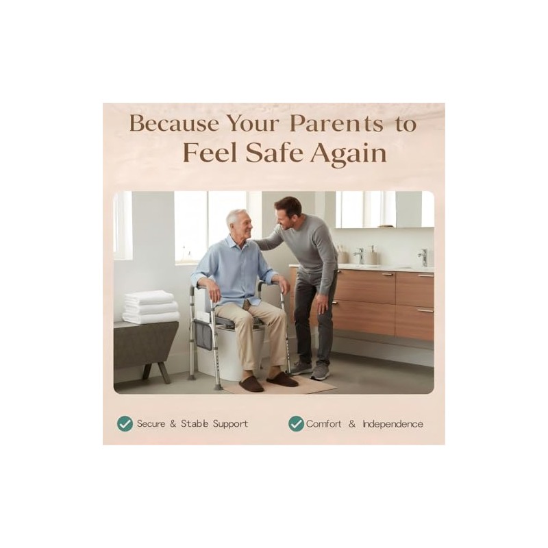 HOMEAL Raised Toilet Seat Riser with Handles for Seniors, 450LBS