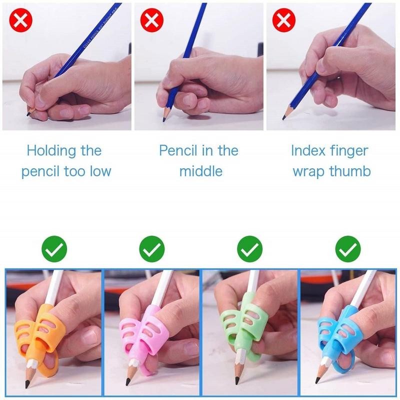 Pencil Grip & Clip Set, Including 4 Counts Pencil Grip