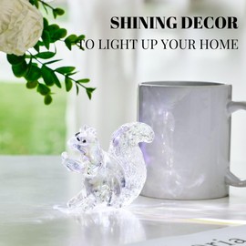 Crystal Glass Squirrel Figurine Dazzle Clear Squirrel Decor Statue Cute Animal Ornament Handmade Sculpture for Home Decor