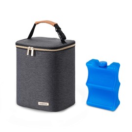 BABEYER Breastmilk Cooler Bag with Ice Pack Fits 4 Baby Bottles Up to 9 Ounce, Baby Bottle Bag for Nursing Mom Daycare-Grey