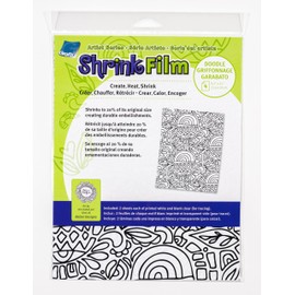 Grafix Artist Series Shrink Film – Doodle Design by Julie Fei-Fan Balzer, 8.5"x11", 2 Pre-Printed White Shrink Sheets and 2 Clear Transparent Shrink Sheets,Easy to Create and Decorate,Pack of 4