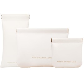 ALUXY Pocket Cosmetic Bag Set, 3 Pieces Small Makeup Bag for Purse Waterproof Self-Closing Portable Travel Makeup Pouch Mini Travel Storage bag for Cosmetics Headphones Jewelry (White)