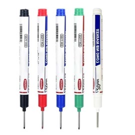 Dwuww 5Pcs Multicolor Long Head Deep Hole Marker Pens, Permanent Markers, For Woodworking Markers and Highlighters Writing and Correction Supplies