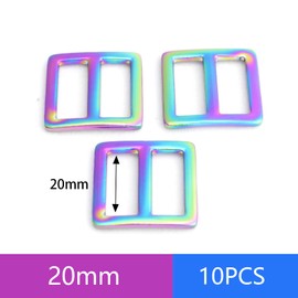 FUYEJIA Rainbow Strap Buckle Rectangular Center Bar Slide Buckle Purse Strap Adjuster Handbag Webbing Hardware for 3/4 inch 10pcs…