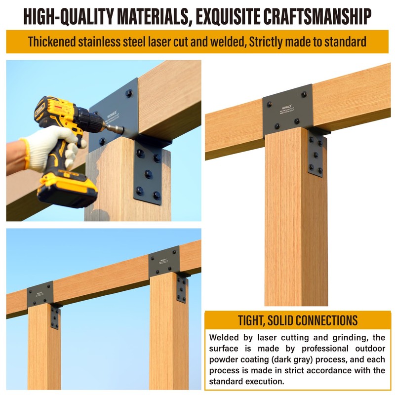 WOWACE 2pc 6x6 (Actual Post/5.5"x5.5" Beams/3.5"x5.5") Post Cap Tie Bracket,