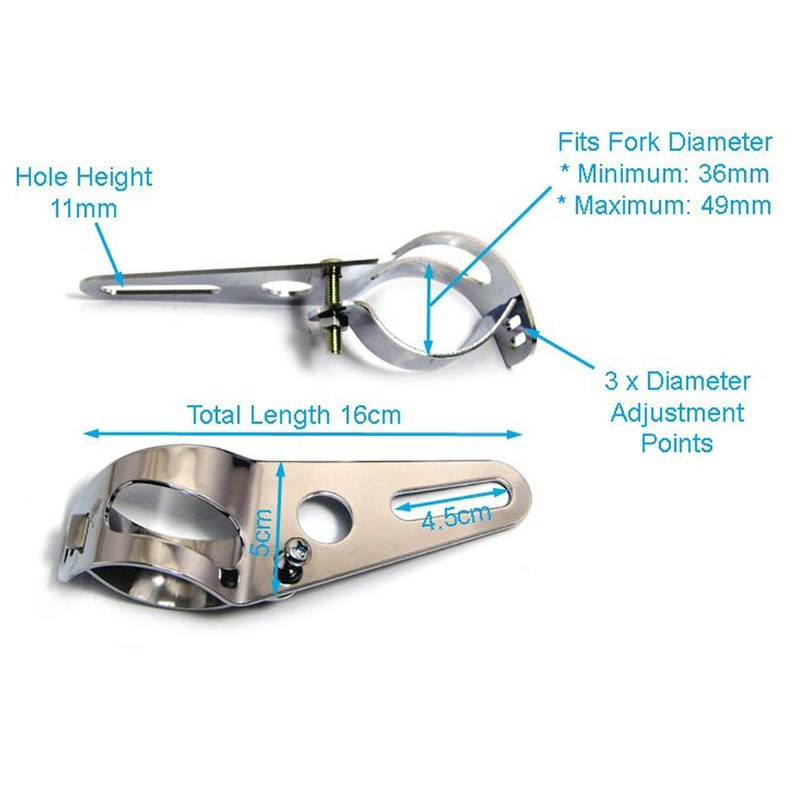 Alchemy Parts Motorcycle Headlight Fork Mount Brackets Chrome for 36mm
