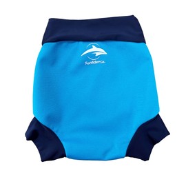 Konfidence Splashy Nappy – Reusable Eco-Friendly Swim Nappy Cover Made Using Recycled Plastics (3–36mths) Leak Proof Design - Machine Washable (Cyan/Navy, 18-24 Months)
