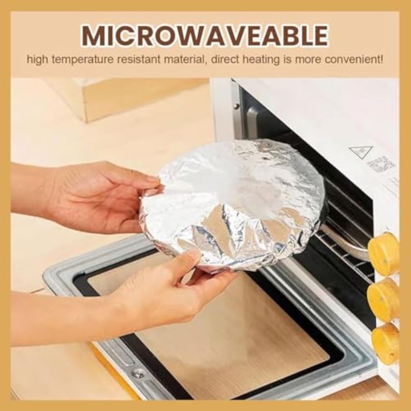 Pull style Reusable Aluminum Foil Food Covers, Elastic Stretch Design