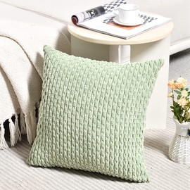 Fancy Homi 2 Packs Sage Green Decorative Throw Pillow Covers 18x18 Inch for Couch Bed Sofa, Modern Farmhouse Boho Home Decor, Soft Cute Plush Corduroy Cushion Case 45x45 CM