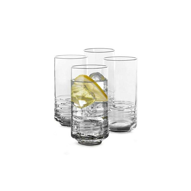 Hotel Collection Set of 4 Large Highball Glasses with Cording