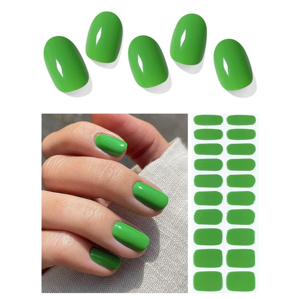 AutyaMee Semi Cured Gel Nail Strips (Green)-20 PCS Gel Nail