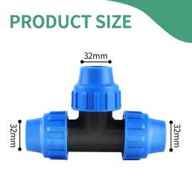 Wzzy Gurden T-Piece PE Pipe Fitting 32 mm x 32 mm x 32 mm Screw Connection PN16 DVGW Drinking Water Certified – Pack of 3, T Piece for Water Pipe for PE80 PE100 Pipes, for Water Supply