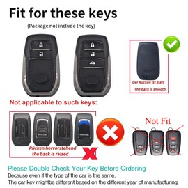 ontto Leather Key Fob Cover Keyring fit for Toyota Harrier Hilux Land Cruiser 200 Series Mirai Mark X 250G Yaris Cross Zinc Alloy Smart Key Case Shell Key Holder Keychain Accessories 3 Buttons Red