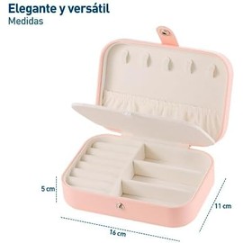 Bluelander Joyero, Alajero Organizador de Joyas para Anillos, Collares, Relojes, Pulseras y Aretes, Organizador de Joyeria para Viaje Impermeable de Cuero, Interior de Terciopelo (Rosa)