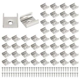 PATIKIL LED Strip Clips, Pack of 70 Stainless Steel Mounting Brackets Mounting Clip Bracket with Screws for 18 mm LED Strip Lighting