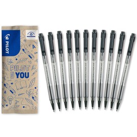 PILOT - Set di 10 +1 Omaggio BPS Matic - Penna a Sfera - Scrittura Ultra-Scorrevole e Confortevole - Ricaricabile e Retrattile - Nero - Punta Fine
