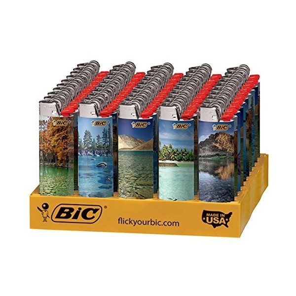 Bic Landscape Lighters, 50 Pieces Assorted, Styles May Vary