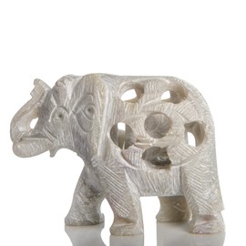 WC Handmade Elephant 2Inch Tall Mother with Baby Elephant Figurine Soapstone Statue Knick Knacks Home Decor