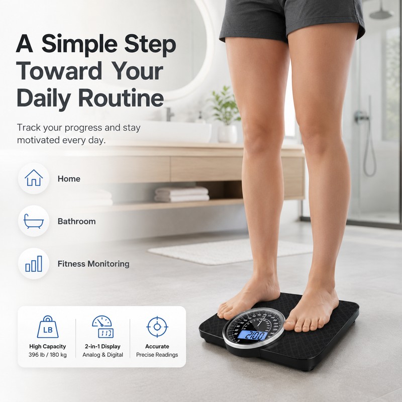 2-in-1 Analog & Digital Bathroom Scale – 400 lb Capacity