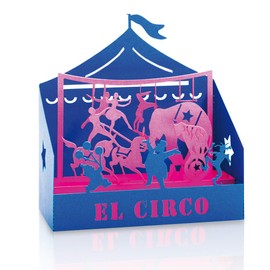 | PopUp Desplegable Decorativo de Cartulina Recortada a Laser | Tema Escena Circo | Decoración Souvenir Recuerdo de México