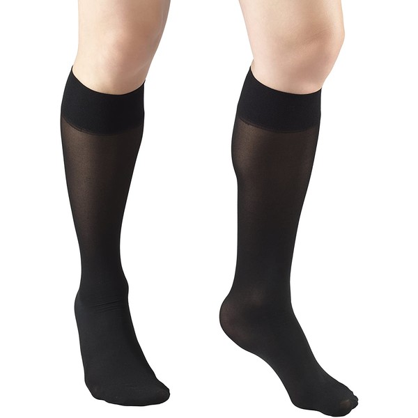 Truform Sheer Compression Stockings, 8-15 mmHg, Women's Knee High Length, 20 Denier, Black, Small