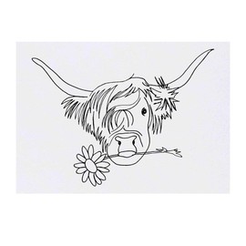 'Highland Cow With Flower' Temporary Tattoo - Water Resistant, Skin-Safe, Non-Toxic Transfer (TO00029733)