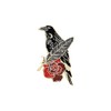 Raven Rose and Feather Gold Enamel Pin
