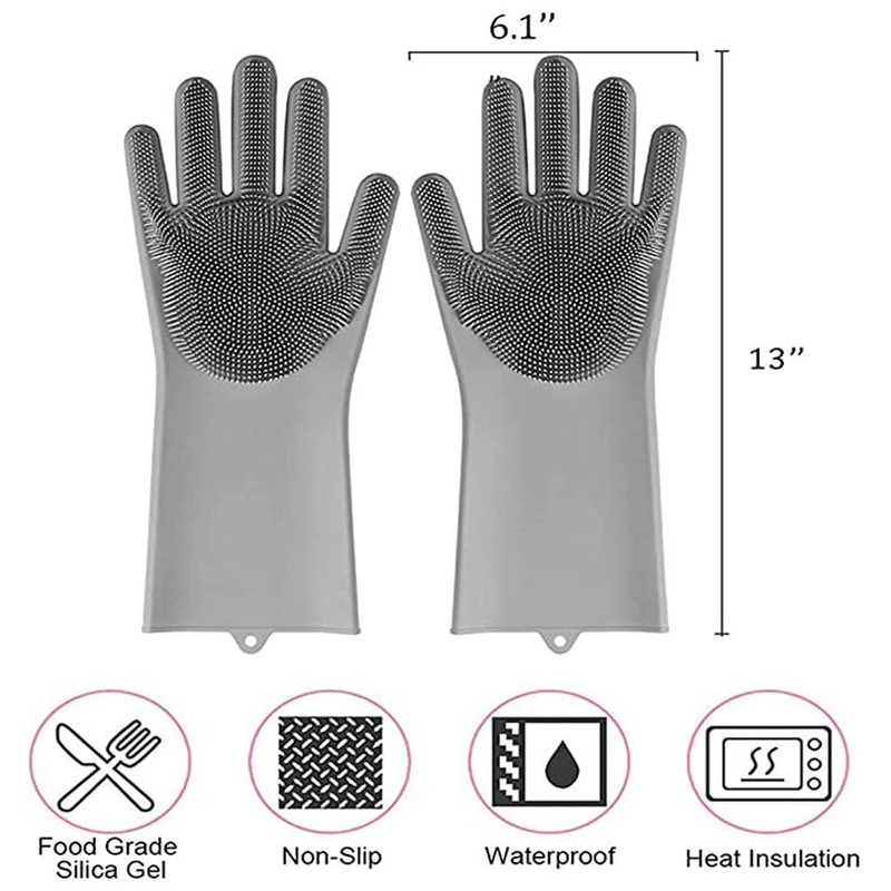 LHOME Magic Silicone Dishwashing Scrubber, 2 in 1 Reusable Rubber