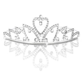 Crown Tiara, Tiara, Wedding Women Girls Rhinestone Head Jewellery Crown Princess Headband Flower Girl Bride Bridesmaid Flower Crystal Heart Shape Princess Crown Headband Tiara Children A13, Acrylic