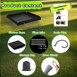 ianjetty Portable Shower Pan, 41" x 41" x 5" Foldable Outdoor Camping Shower Stall Base with Drain, Ideal for RV Shower Tent Awning Enclosure (Enhanced Support)