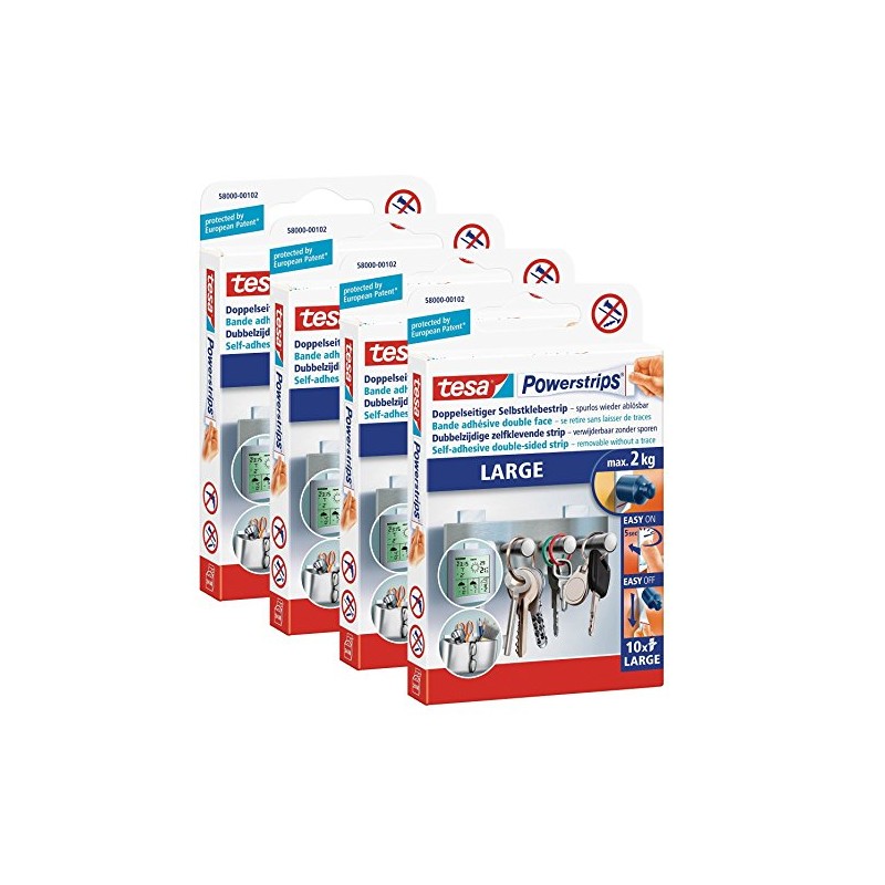 tesa Powerstrips® Large for max. 2kg, Pack of 10 Strips