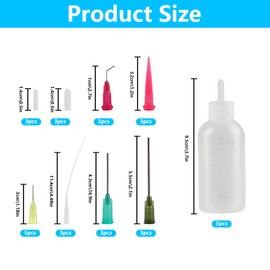 5 Pcs Needle Bottle Applicator, 50ml Needle Tip Applicator Bottles, Precision Needle Tip Glue Bottles, Glue Applicator Bottles with 17 Dispensing Needles & Caps for DIY Craft Glue Oil Acrylic Paint