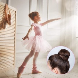 7 Pcs Hair Bun Maker set, Hair Donut Bun Hair Styling Hair Accessory with 20 Hair Clip and 4 Hair Elastic Band, Hair Bun Shaper Ring Style for Kids Women Girls (Beige and Dark Brown)