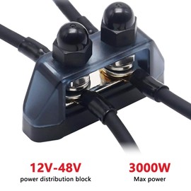 12V-48V Bus Bars Power Distribution Block: 250 Amp Bus Bar with Cover & M10 Posts Red Black Power Distribution for Car Marine Solar Vehicle (1 pair)