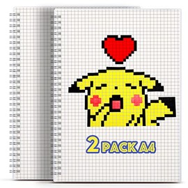 SHININGSOUL Graph Paper Notebook 8.5 x 11 (A4) 2 Pack, 80 GSM Graph Paper Large Squares 80 Sheets Per Pack, Hardcover Grid Notebook