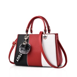 NICOLE&DORIS Exquisite Women Handbags Shoulder Bag Crossbody Messenger Bag Tote Satchel for Lady PU Leather Red