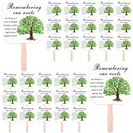 FIONUPI 30 Pcs Family Reunion Fans Remembering Our Roots Handheld Paper Fan with Wooden Handle Family Tree Gathering Party Favors Bulk for Reunion Souvenirs Decorations Supplies