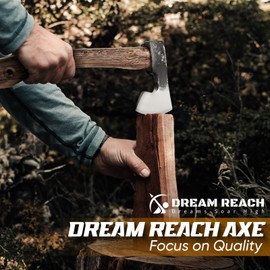 Dream Reach Hatchet Axe 14.5" Camping Hatchet with Sheath Bushcraft Axe with Carbonized Handle, Hand Forged Carving Axes, Splitting Hatchets for Chopping Wood, Gardening, for Men