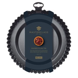 MasterClass KCMCHB84 Sponge Flan Tin with Loose Base and PFOA Non Stick, Heavy Duty Carbon Steel, 20 cm, Grey