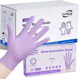 SwiftGrip Disposable Nitrile Exam Gloves, X-Small, Case of 1000 (20 Boxes), 3-mil, Lilac Gloves Disposable Latex Free, Powder Free Gloves for Cooking, Cleaning, Examination