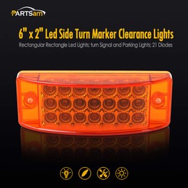 Partsam 10x 6 Rectangle Amber Led Side Marker and Clearance Trailer Lights 21LED w Reflectors Waterproof Sealed Rectangular Led trailer lights Turn Signal and Parking Lights 3 Wires Surface Mount